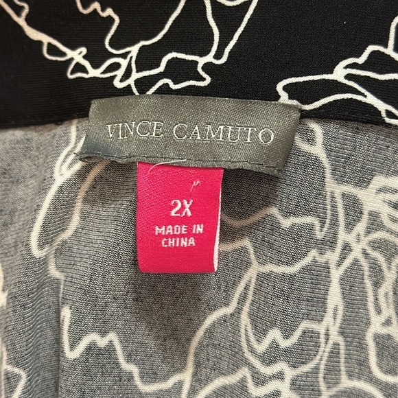 Vince Camuto Floral Black Long Sleeve Stretch Faux Wrap Women’s 2X Midi Dress - Picture 7 of 9